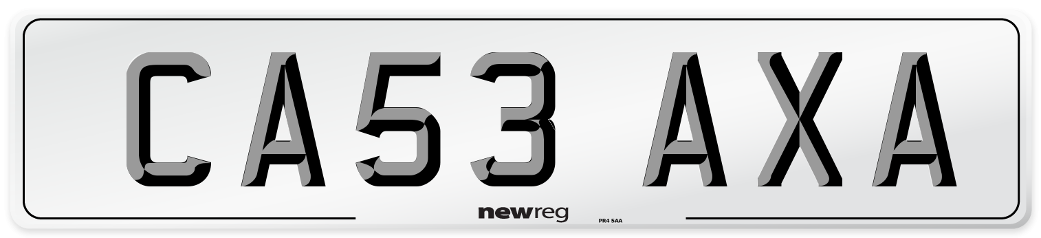 CA53 AXA Number Plate from New Reg